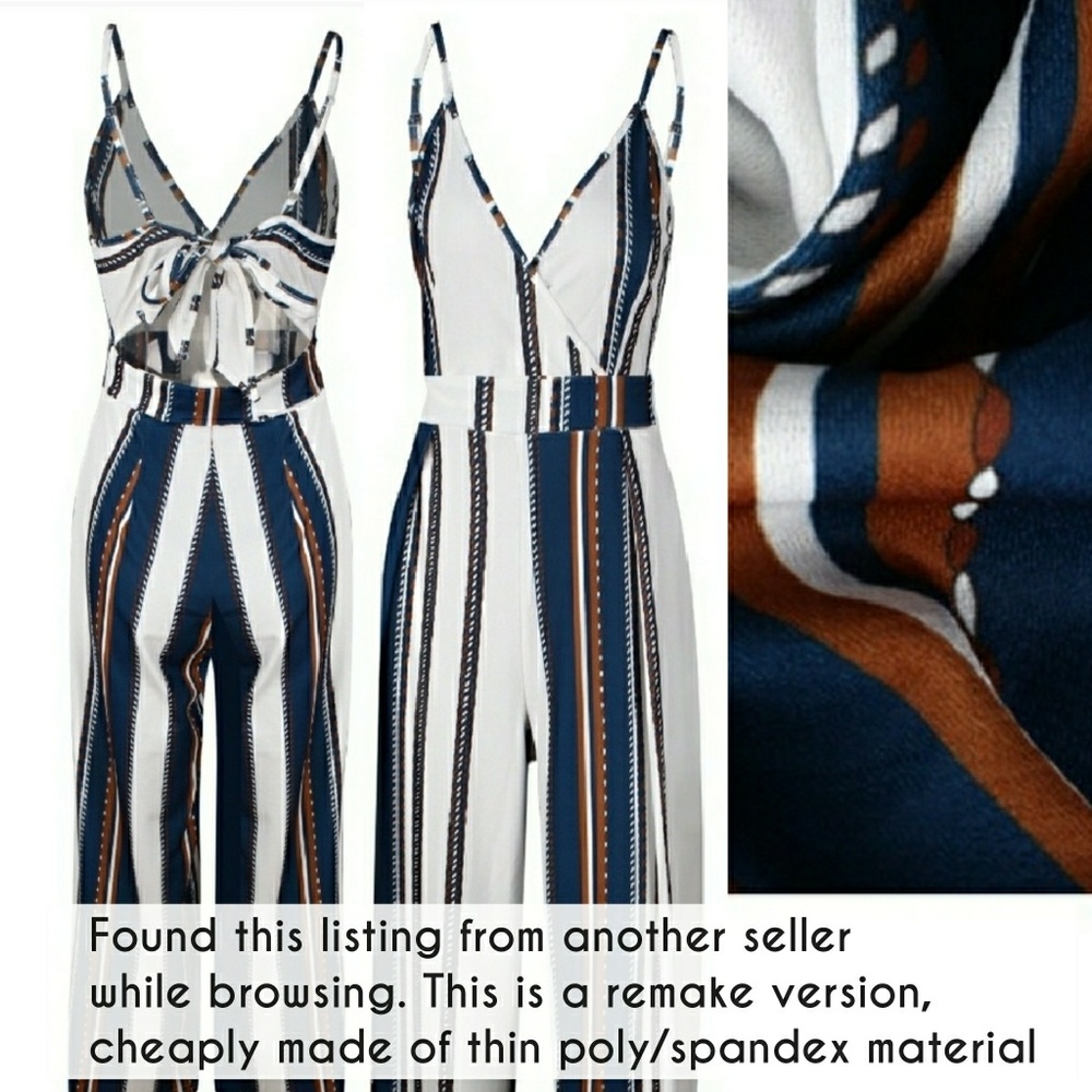 Striped v Neck Jumpsuit - Picture 6 of 7